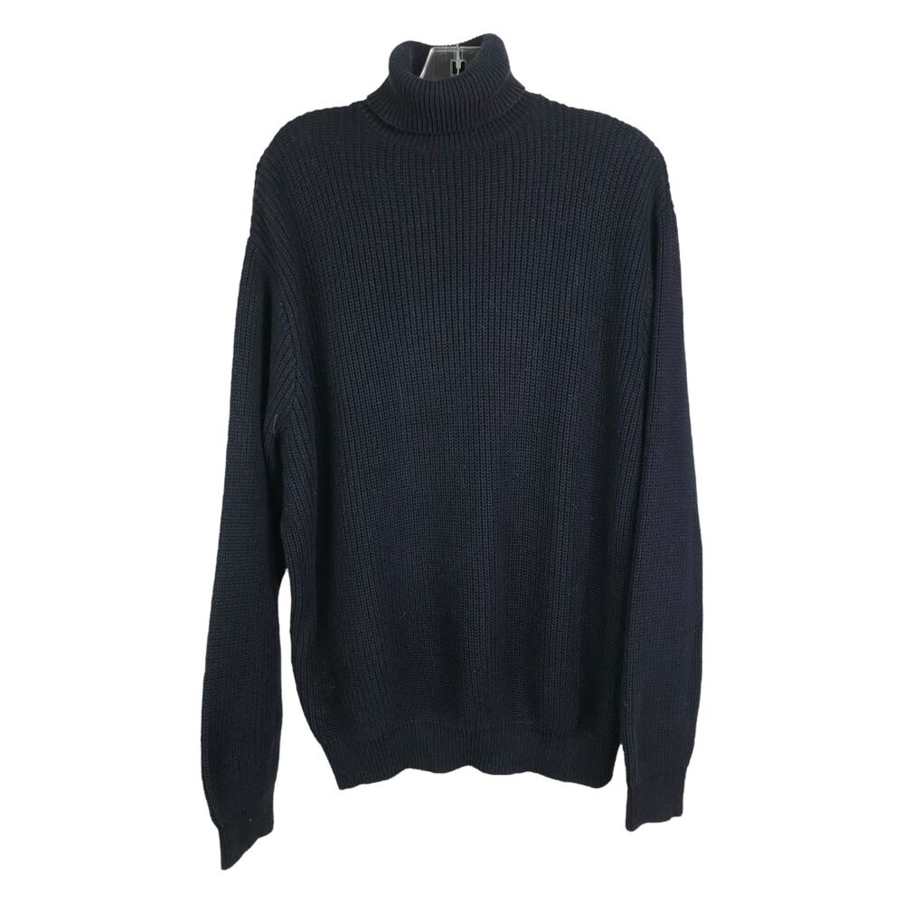 Brandy Melville Sweater Womens Sz L Navy Blue Turtle Neck Long Sleeve Pullover